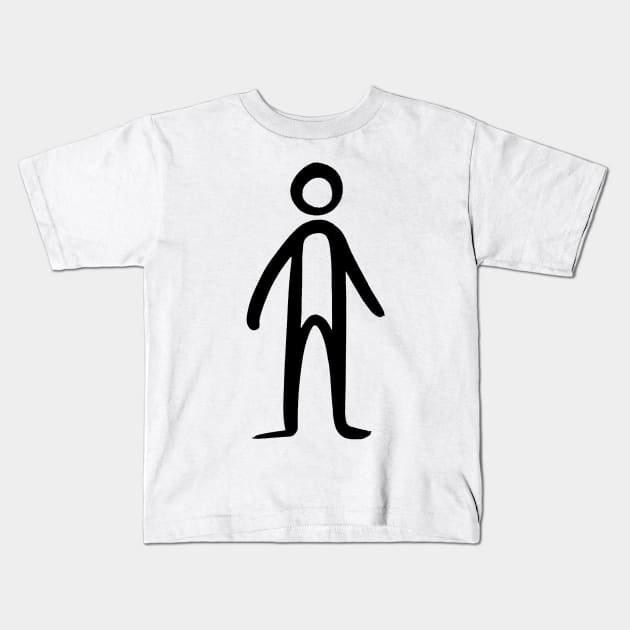 Stick figure man in black ink Kids T-Shirt by WelshDesigns